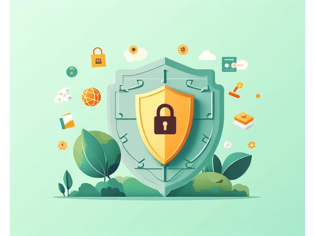 Illustration von Datenspeicherung und -analyse mit stilisierten Icons auf einem Bildschirm, umgeben von einem sicheren Kreis.