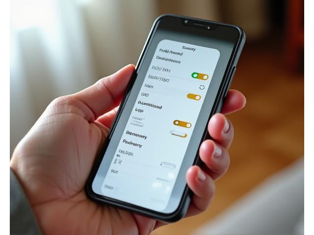Eine Hand hält ein Smartphone mit einer App, die Datenschutz-Einstellungen und Optionen zur Datenverwaltung anzeigt. Es symbolisiert Benutzerkontrolle über persönliche Daten.