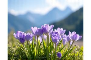Blühende Alpenwiesen im Frühling