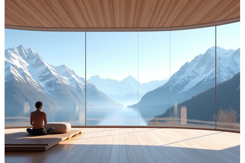 Meditation-Pavillon mit 360-Grad-Bergblick